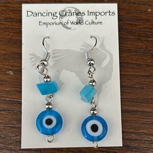 Sterling Silver blue evil eye earrings